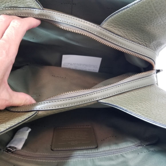🔥LAST1♨️COACH BNWT Leather Large Bag Olive - Picture 15 of 17